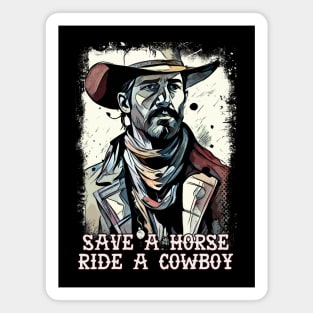 Save a Horse Ride a Cowboy Funny Western Sayings Magnet